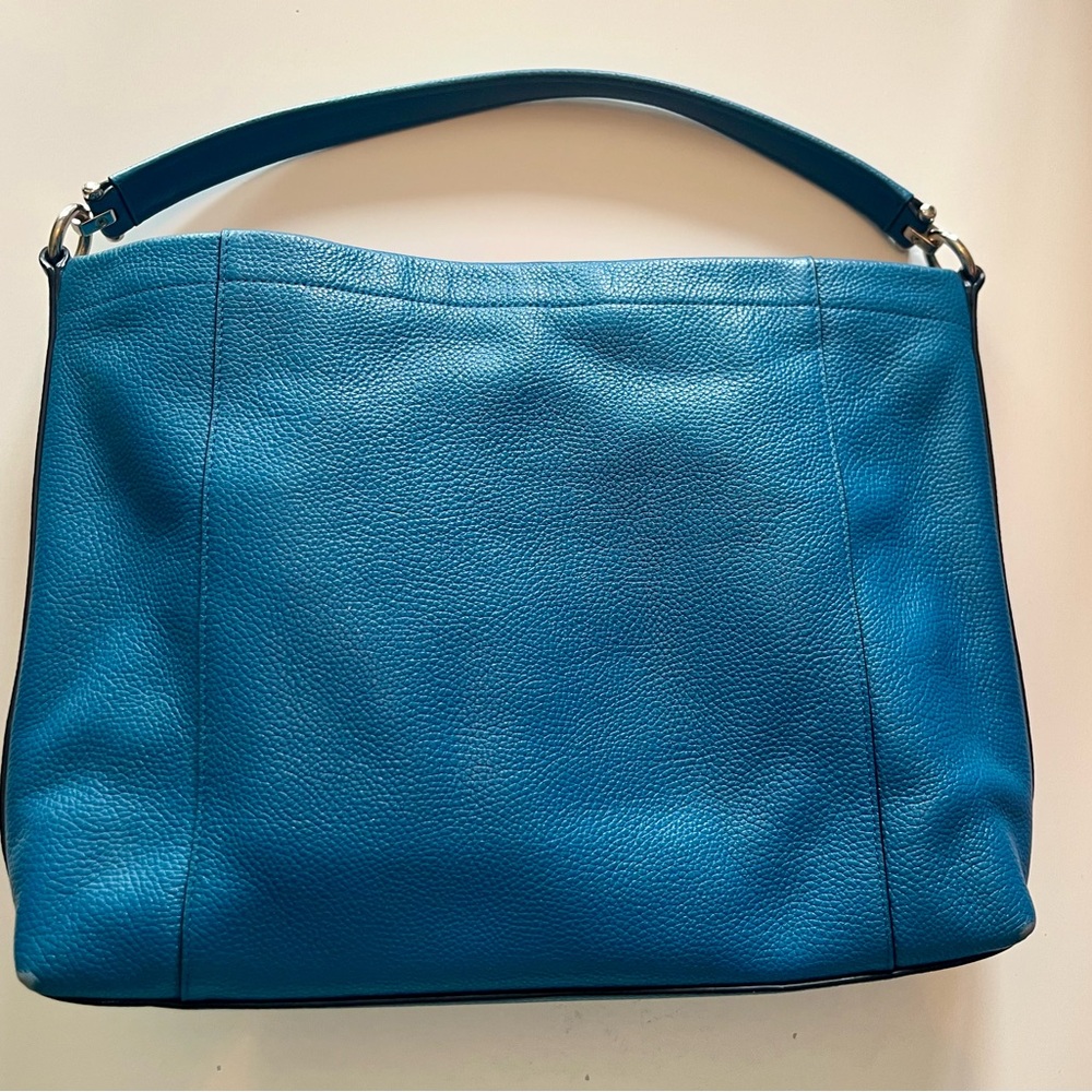 Coach Blue Pebbled Leather Hobo Shoulder Bag - Picture 2 of 7